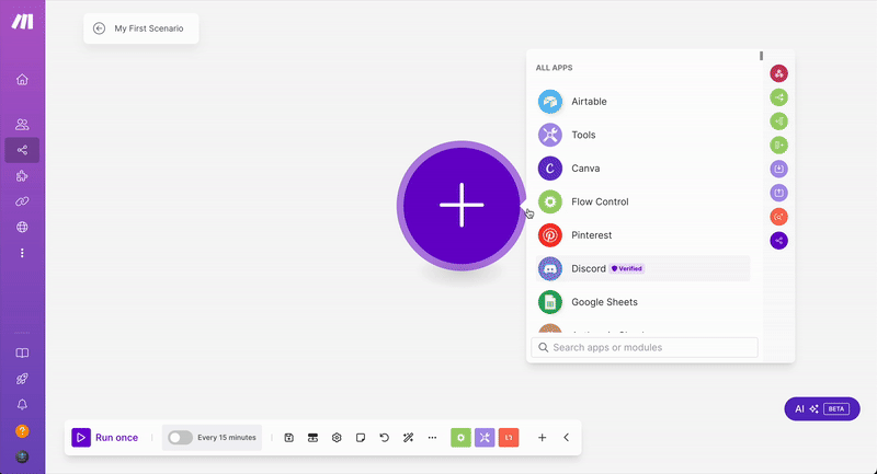 shows how to add first module